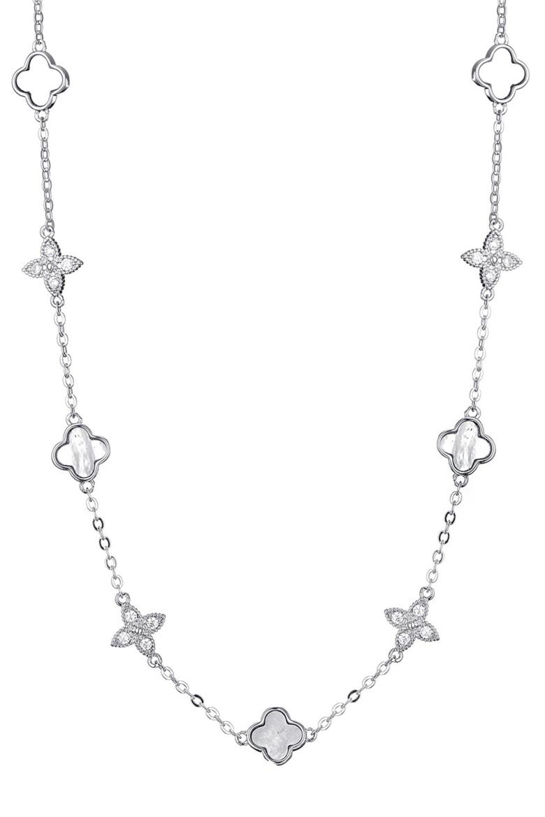 Mother of Pearl Station Necklace, Main, color, WHITE