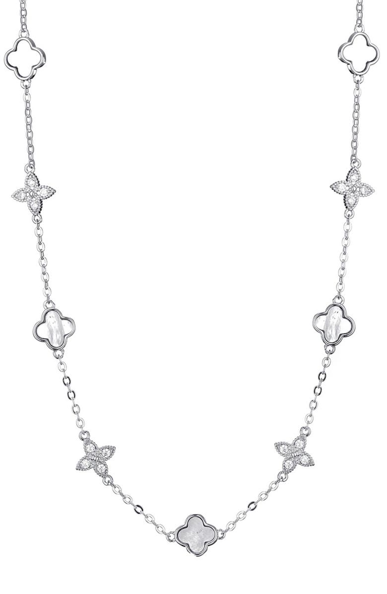 Adornia Mother of Pearl Station Necklace, Main, color, White