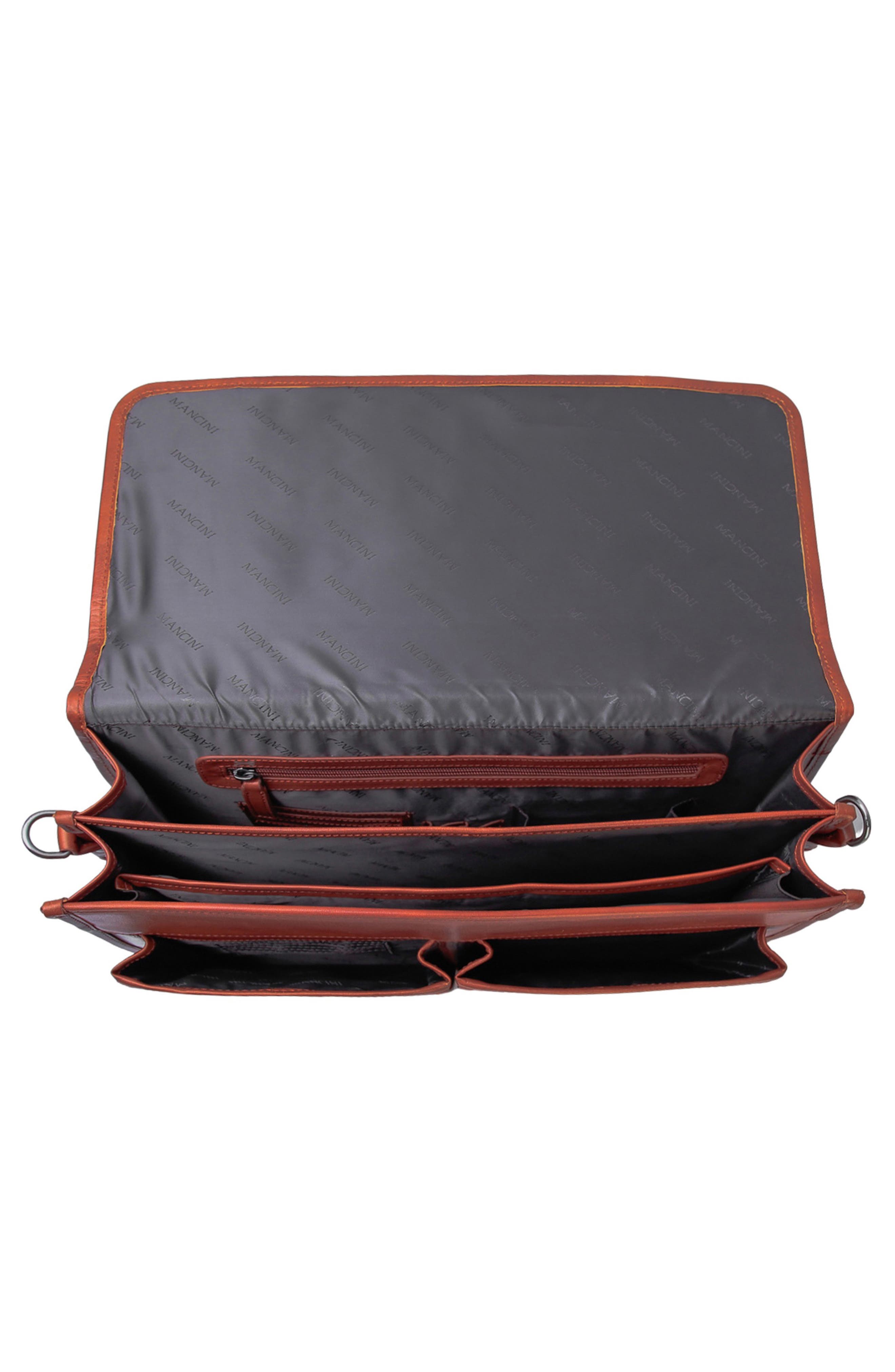 Double Compartment Leather Briefcase, Alternate, color, COGNAC