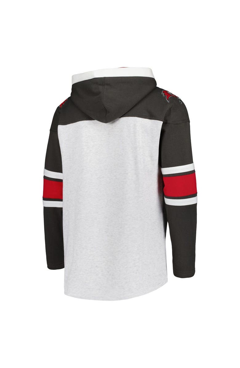 '47 Men's '47 Tampa Bay Buccaneers Heather Gray Gridiron Lace-Up Pullover Hoodie, Alternate, color, Gray