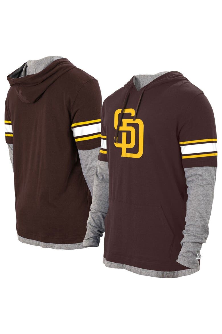 Men's New Era Brown San Diego Padres Twofer Pullover Hoodie, Main, color, Brown