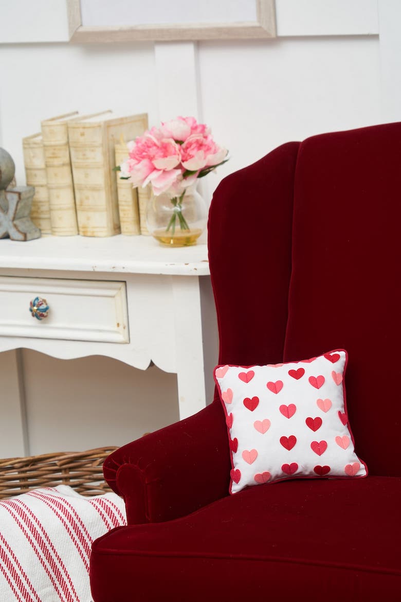 Heart Embroidered Mini Valentine's Day Accent Pillow 10" x 10", Alternate, color, Red