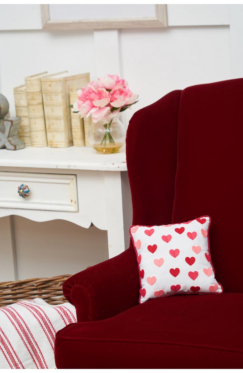C&F Home Heart Embroidered Mini Valentine's Day Accent Pillow 10" x 10", Alternate, color, Red