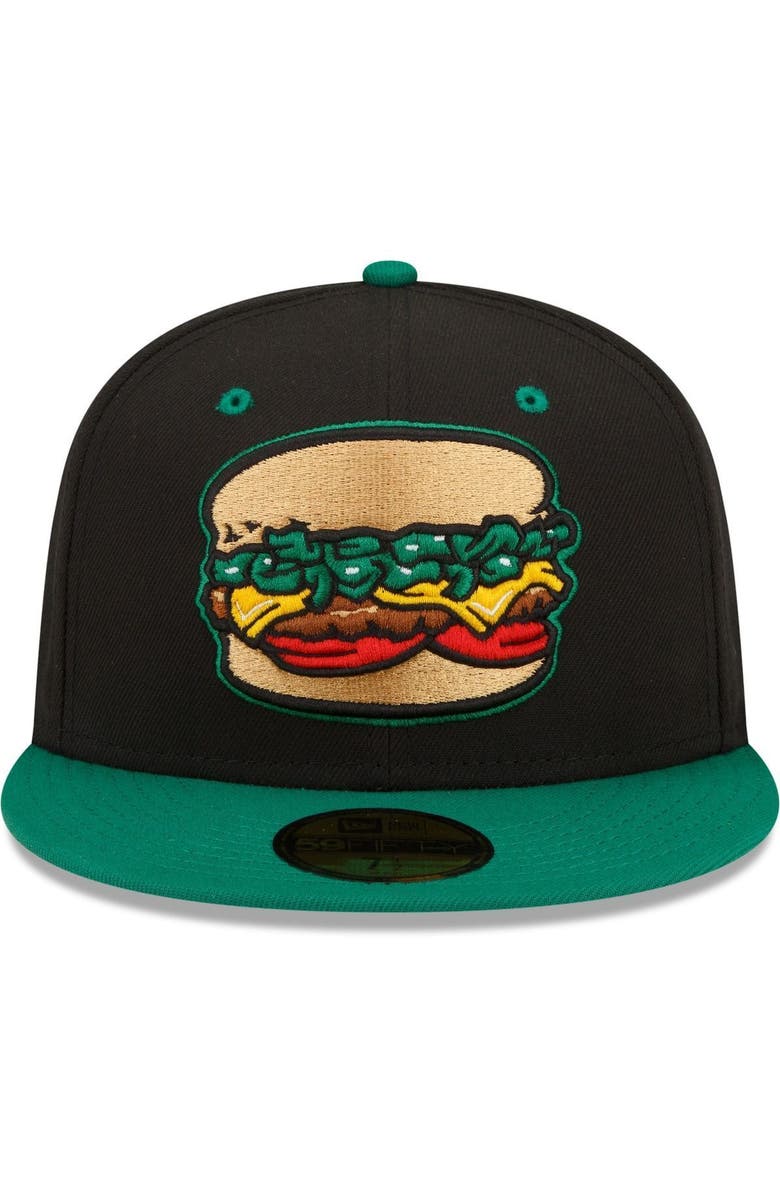 New Era Men's New Era Black Albuquerque Isotopes Green Chile Cheeseburgers Theme Night 59FIFTY Fitted Hat, Alternate, color, Black