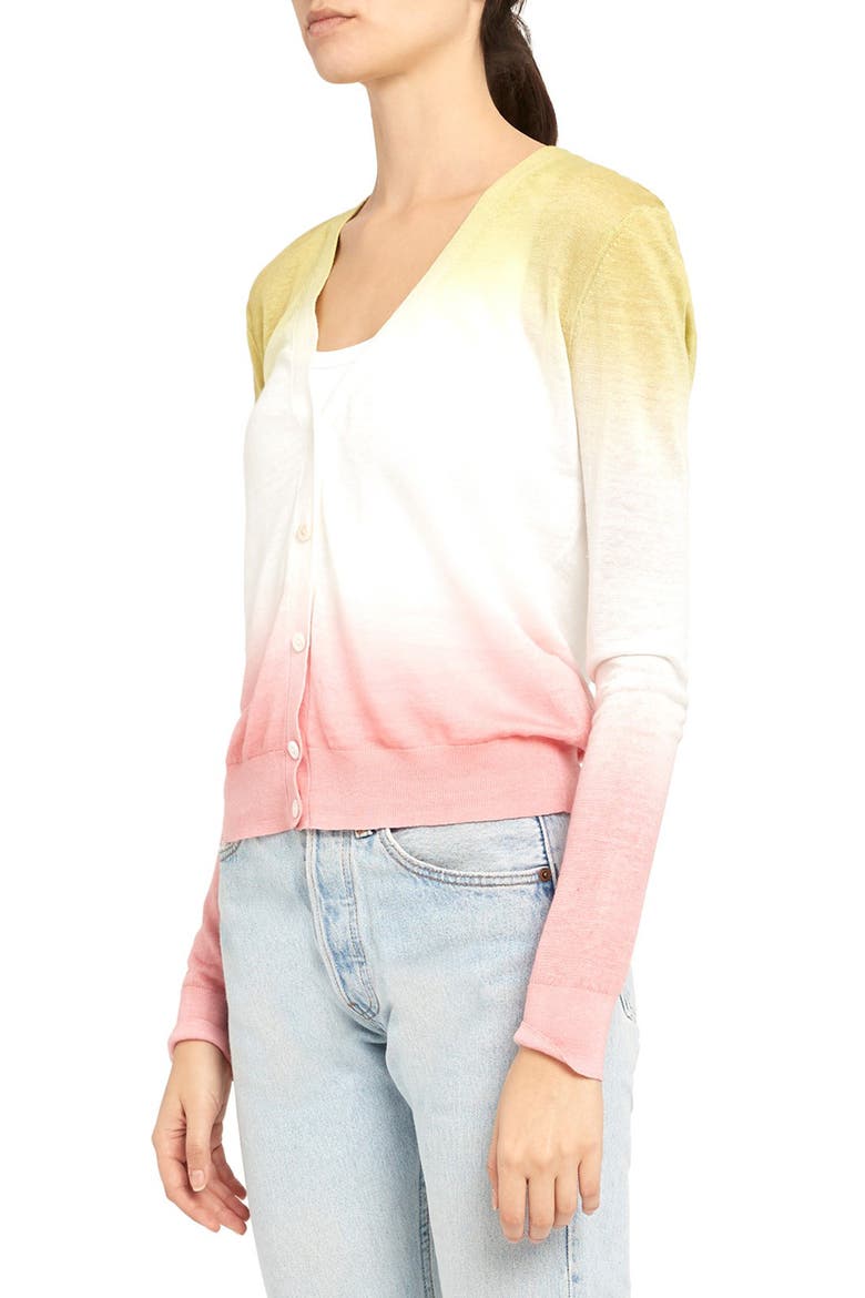 Ombré Cardigan, Alternate, color, PINK/ GREEN