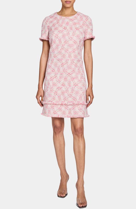 MELANIA Short Sleeve Shift Dress in Cotton Jacquard