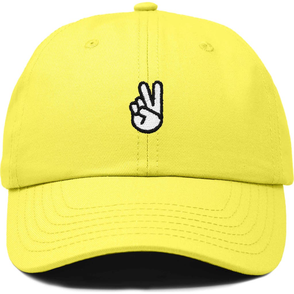 Dalix Peace Sign Embroidered Dad Hat In Yellow