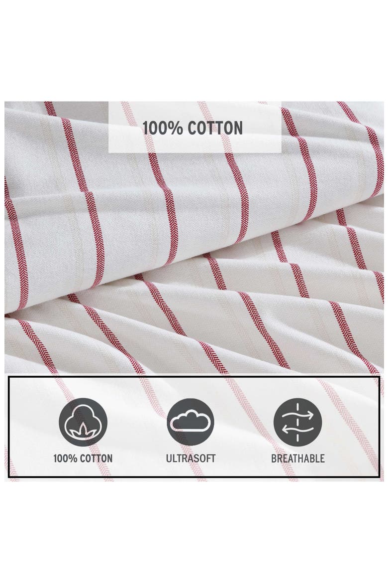 Cooper Falls Stripe Print Flannel Sheet Set, Alternate, color, LIGHT / MEDIUM RED