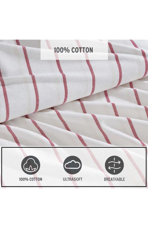 Eddie Bauer Cooper Falls Stripe Print Flannel Sheet Set In White