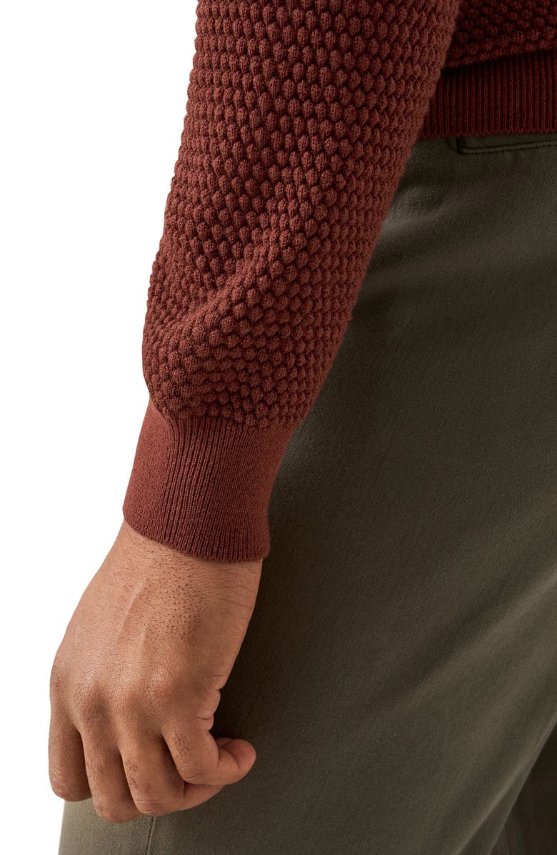 Eton Merino Wool Pop Stitch Long Sleeve Polo, Alternate, color, Red