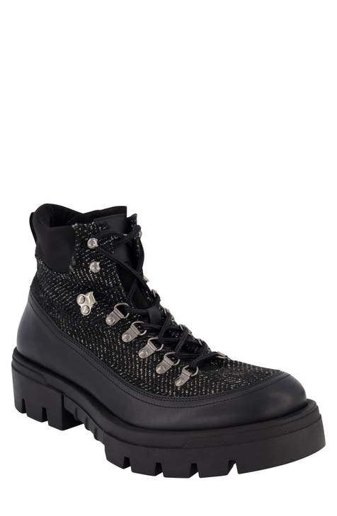 Mixed Media Lug Sole Combat Boot (Men)