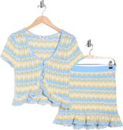 Madden Girl Stripe Pointelle Ruffle Sweater
