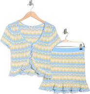 Madden Girl Stripe Pointelle Ruffle Sweater