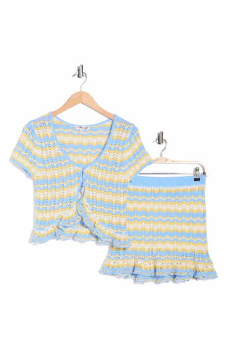 Madden Girl Stripe Pointelle Ruffle Sweater