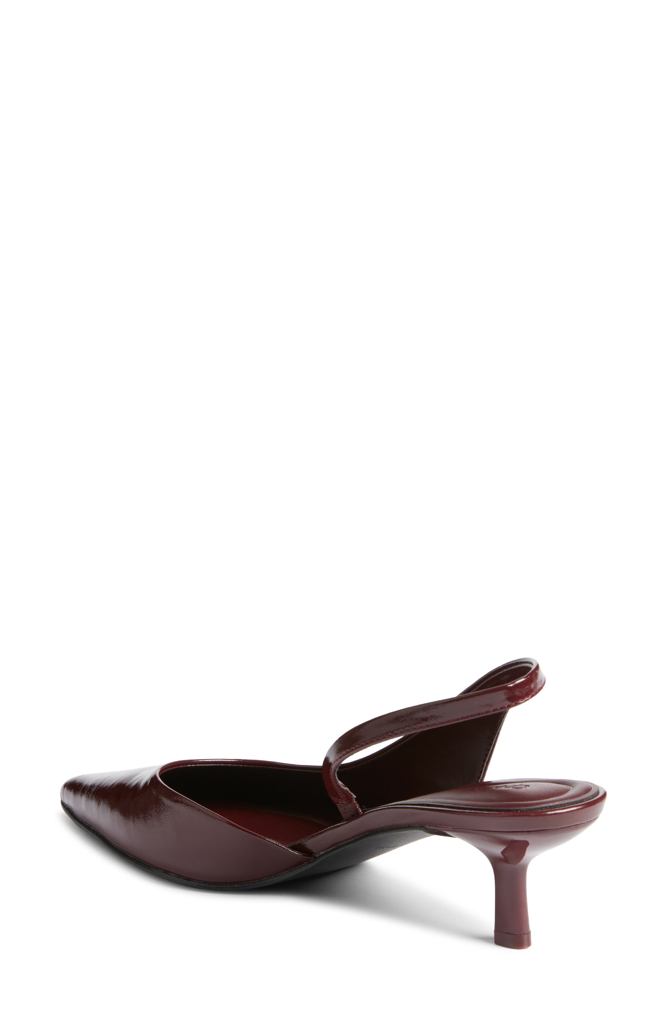 Corina Slingback Half d'Orsay Pointed Toe Kitten Heel Pump, Alternate, color, RED POMEGRANATE