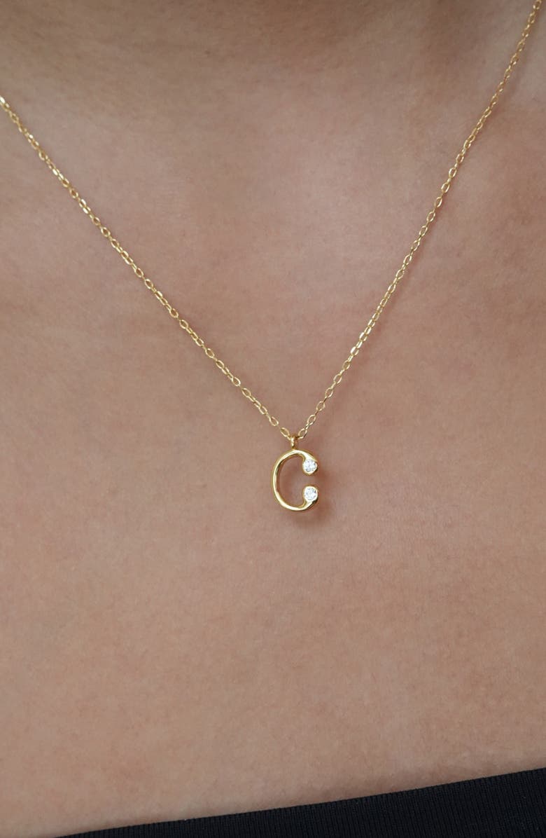 Argento Vivo Sterling Silver Cubic Zirconia Bubble Initial Necklace, Alternate, color, Gold C