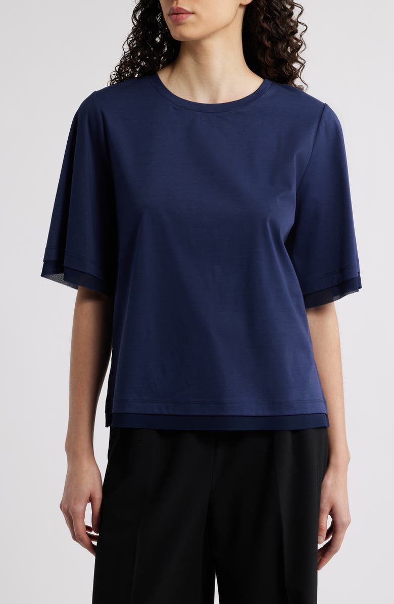 KOBI HALPERIN Chiffon Trim Cotton T-Shirt, Main, color, 