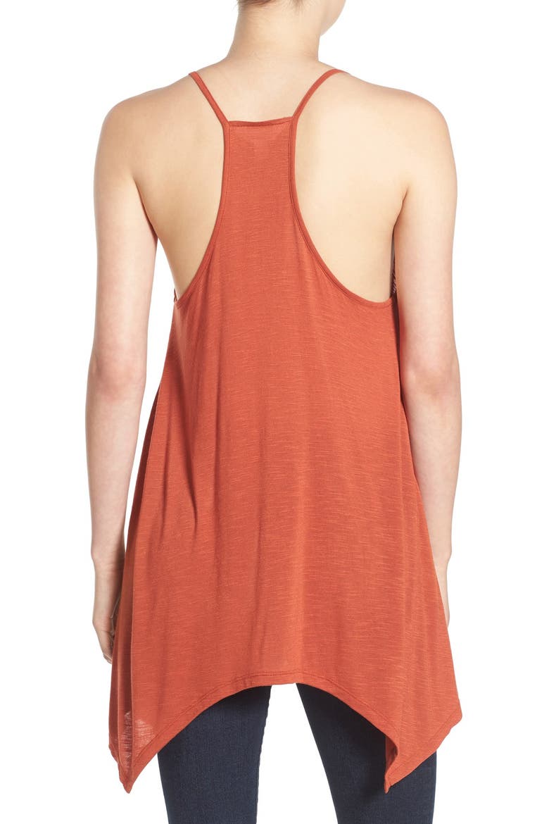 Strappy Handkerchief Hem Tank, Alternate, color, RUST ADOBE