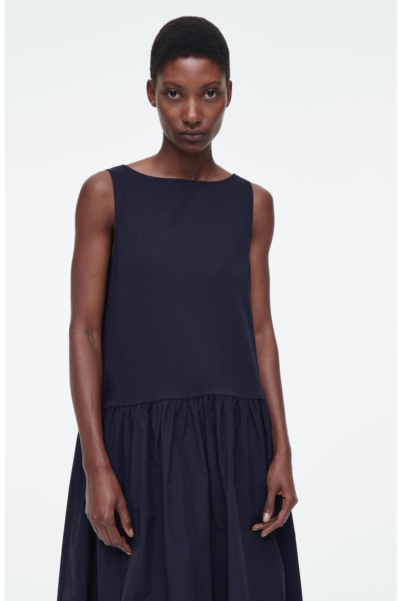 Voluminous Sleeveless Midi Dress, Alternate, color, BLUE DARK