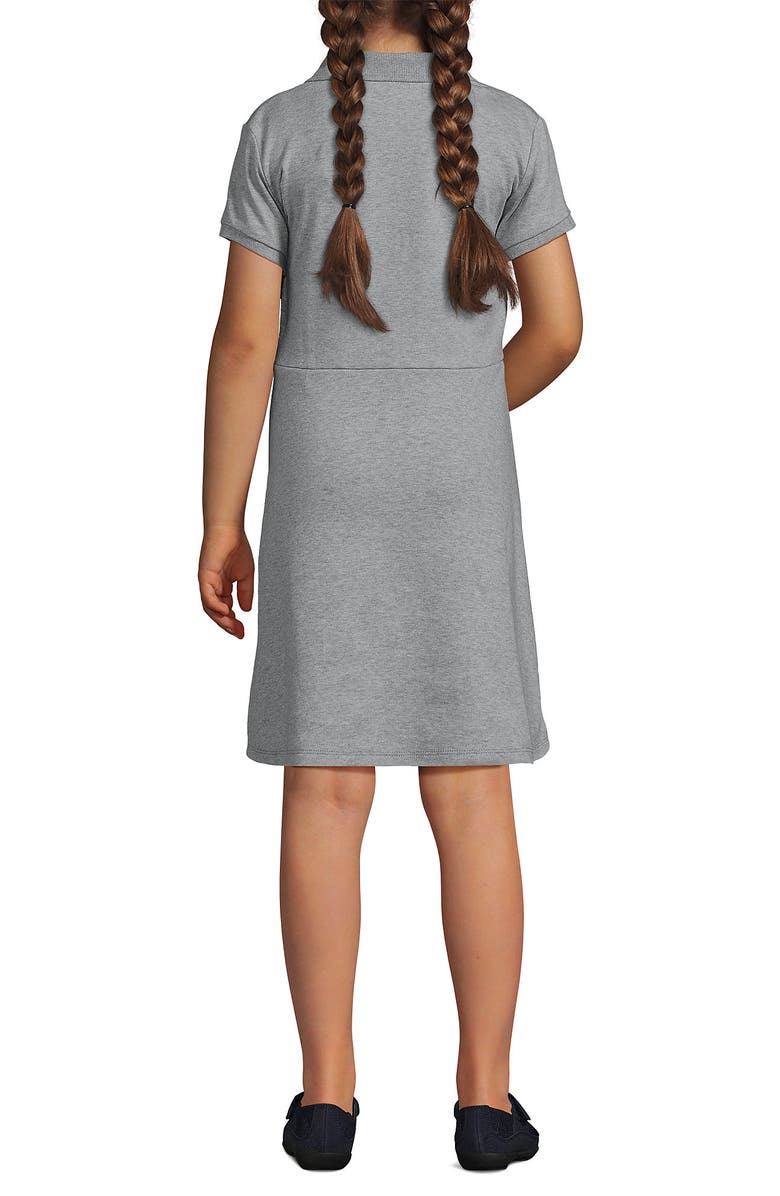 Lands' End School Uniform Girls Short Sleeve Interlock Polo Dress, Alternate, color, Gray Heather