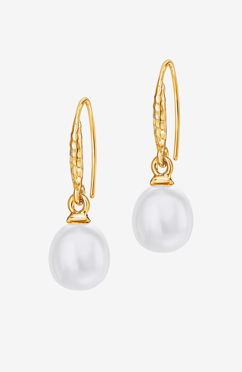 Dower & Hall 8mm Oval White Luna Pearl Drop Earrings, Main, color, Yellow Gold Vermeil