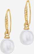 Dower & Hall 8mm Oval White Luna Pearl Drop Earrings