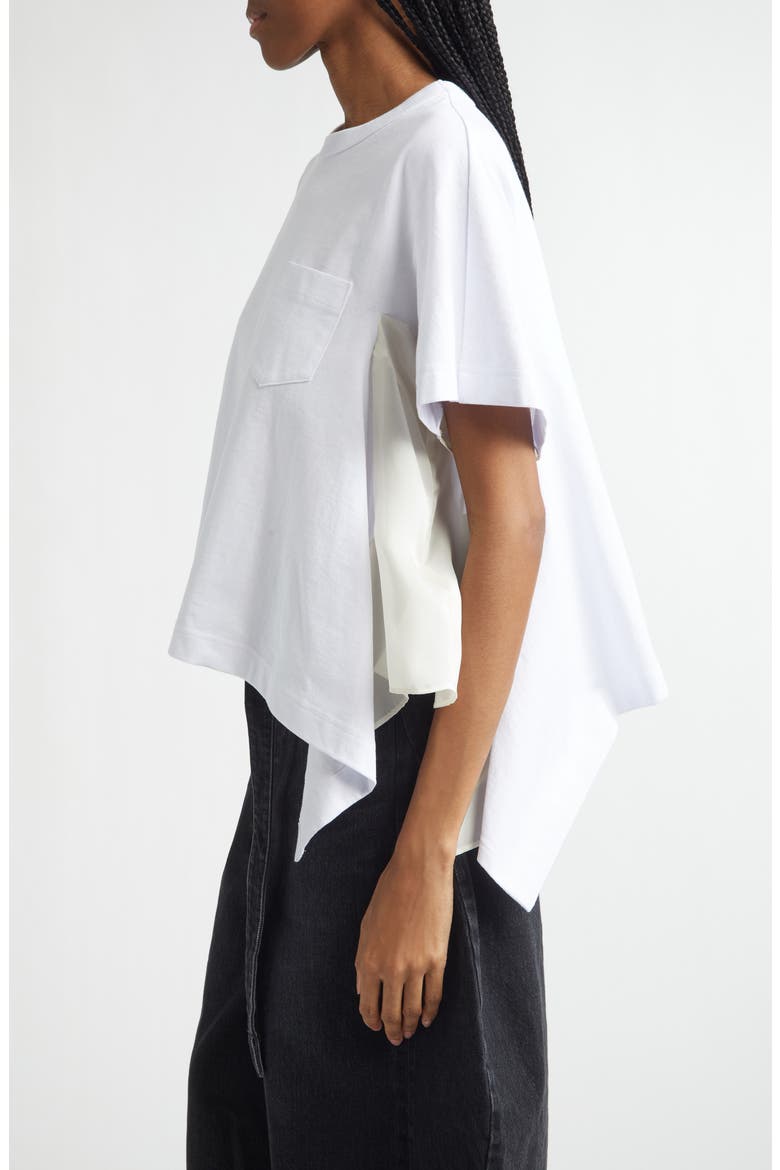 Sacai Mixed Media Cotton Jersey & Satin Pocket T-Shirt (Women