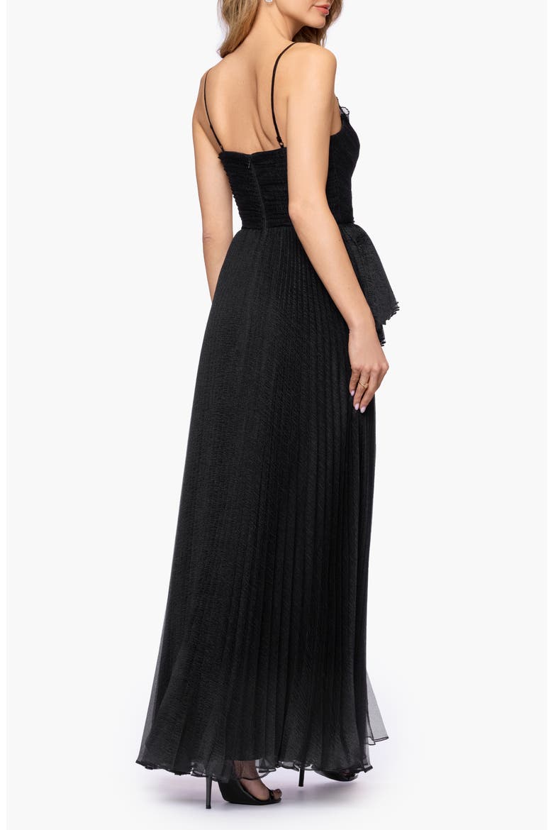 Fan Pleated Tulle Gown, Alternate, color, BLACK