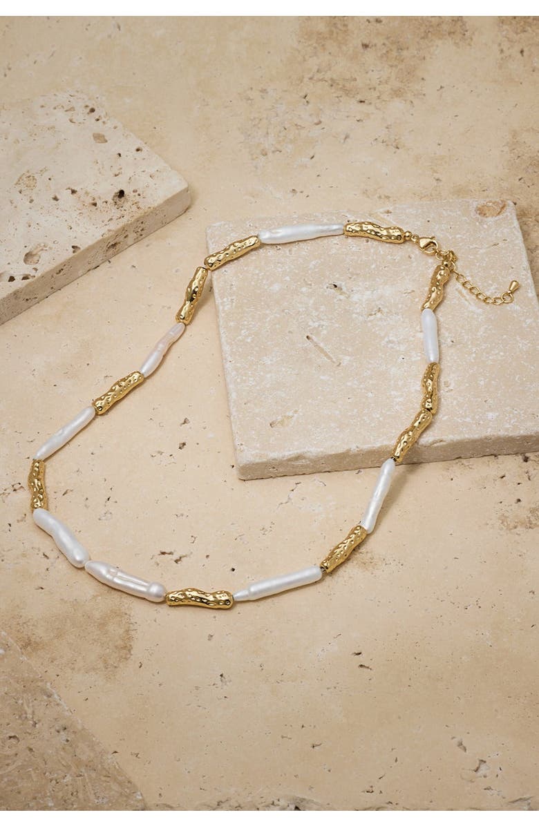 Untamed Petals Miley Baroque Pearl Necklace, Main, color, Ivory