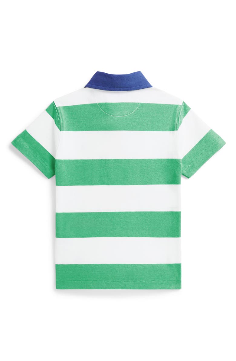 Polo Ralph Lauren Kids' Rugby Stripe Cotton Jersey Polo, Alternate, color, Plato Green/ White