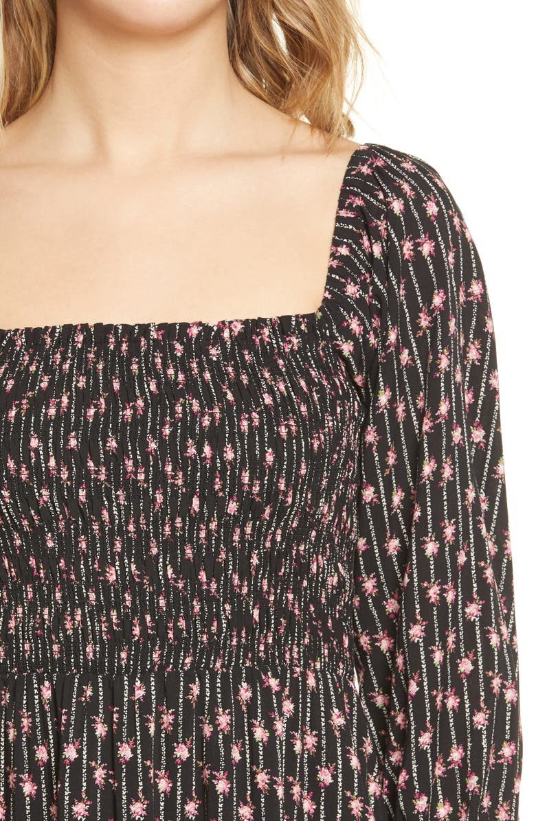 WAYF Nevaeh Smocked Midi Dress, Alternate, color, 