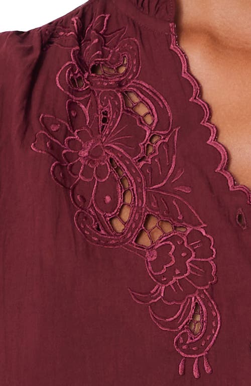 Paneros Clothing Camilla Embroidered Blouse In Cranberry