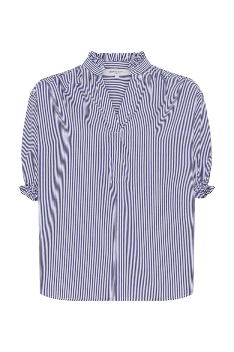 Clee Striped Puff Sleeve Blouse, Alternate, color, Ocean Blue