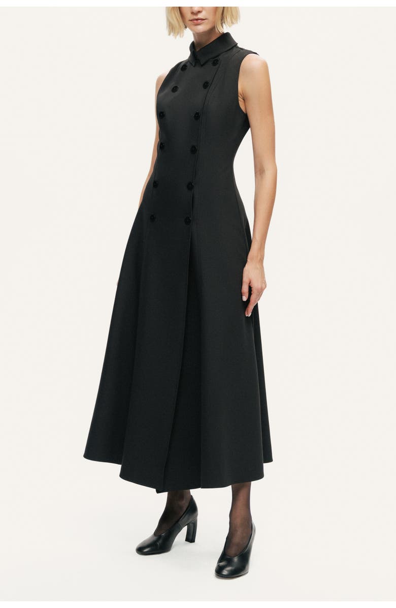 Nocturne Sleeveless Double-Breasted Midi Dress, Alternate, color, Black