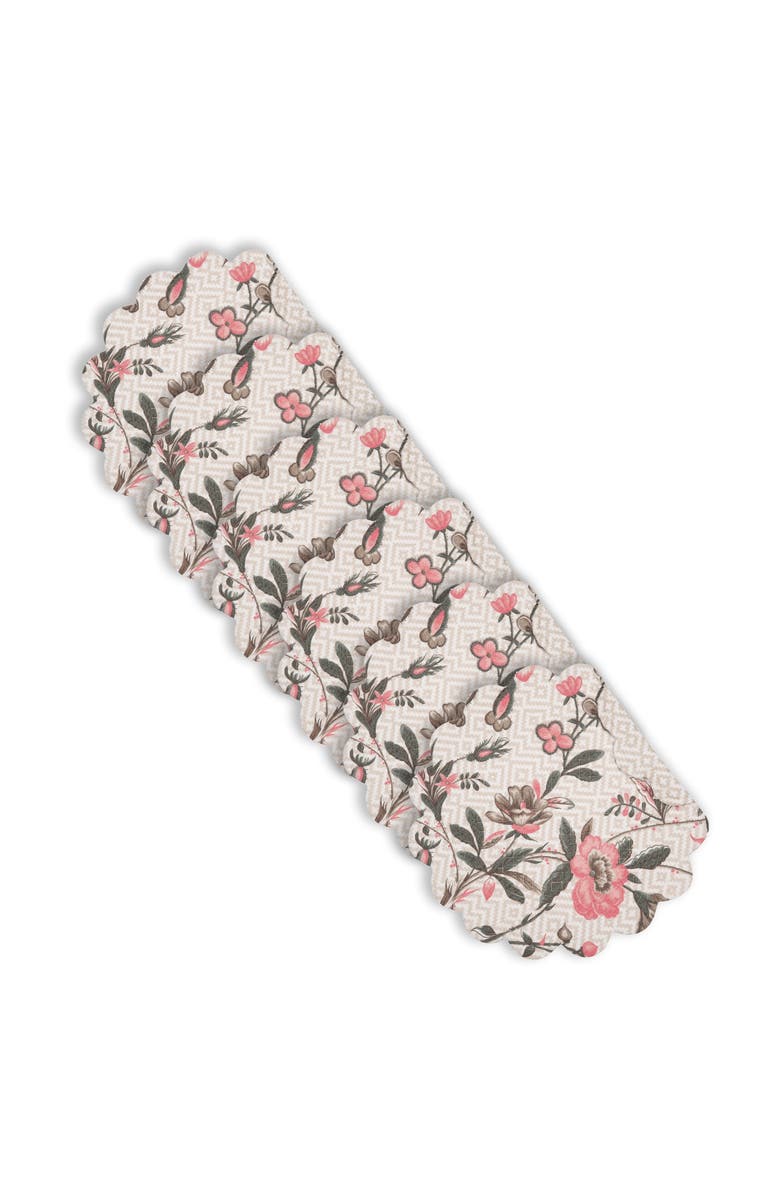 C&F Home Colonial Williamsburg Blair Garden Flowers 100% Cotton Round Set of 6 Placemats 17", Main, color, Brown