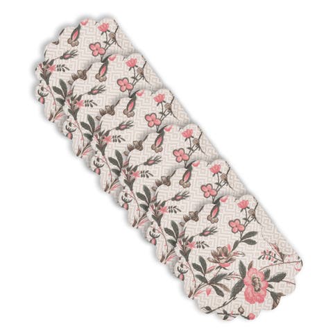 Colonial Williamsburg Blair Garden Flowers 100% Cotton Round Set of 6 Placemats 17"