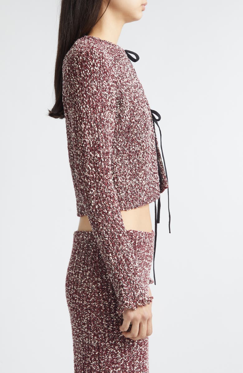 Proenza Schouler Colette Cotton & Linen Popcorn Slub Cardigan, Alternate, color, Wine Multi