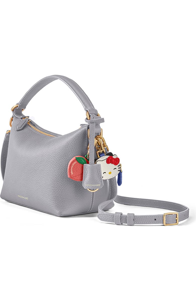 MAISON de SABRÉ Small Leather Soft Hobo, Alternate, color, Dove Grey