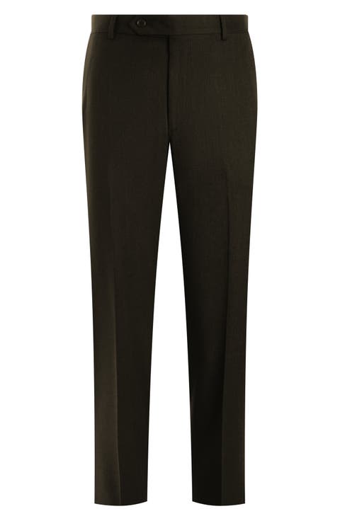 Roica Flat Front Brown Twill Dress Pants