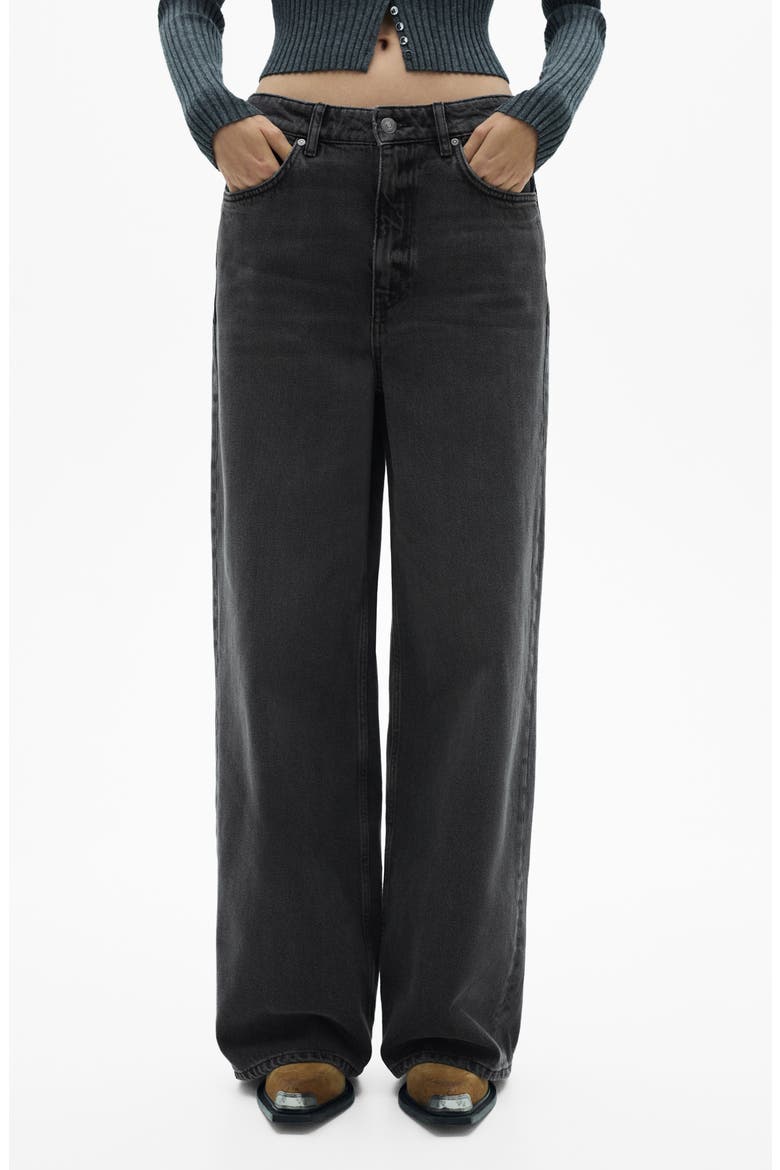 Low Rise Wide Leg Jeans, Main, color, BLACK DENIM