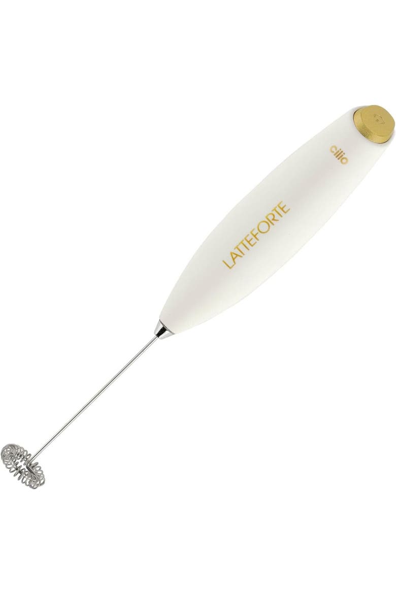 Latteforte Battery Powered Milk Frother with Stainless Steel Stand, Alternate, color, White