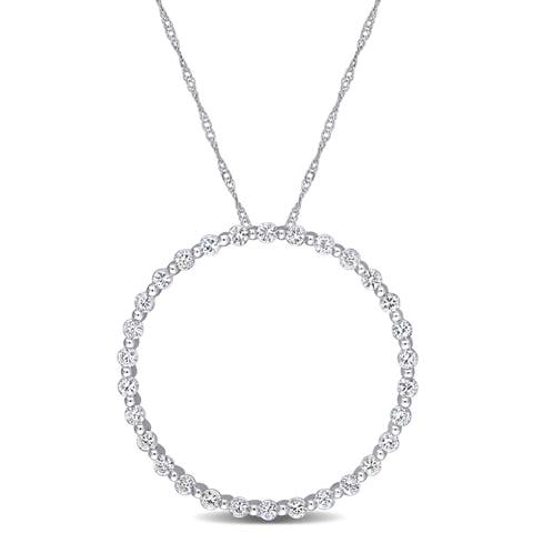 White Sapphire Circle of Life Necklace 10K