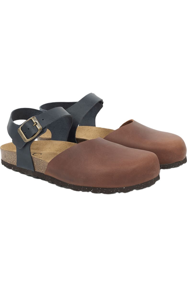 Celtic & Co. Closed Toe Sandal, Main, color, Cognac / Navy