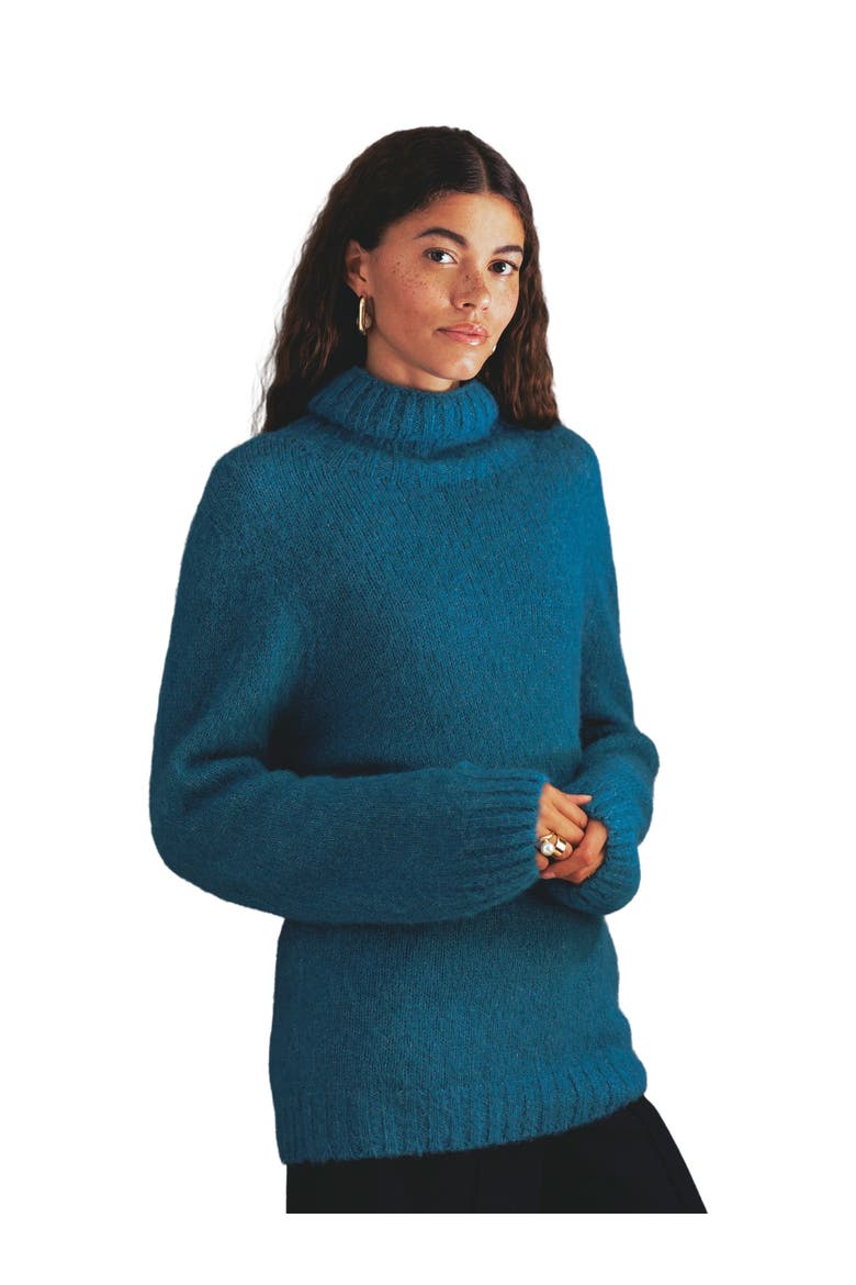 Alpaca Cott Slch Turtleneck Sweater, Main, color, DEEP ICELANDIC BLUE