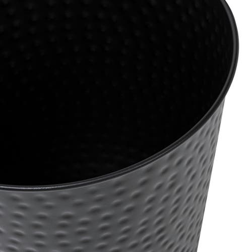 Happimess Axel Modern Minimalist Hammered Steel 2-gallon Wastebasket In Black