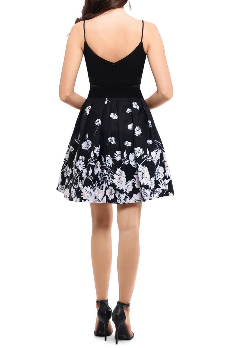 Xscape Evenings Xscape Mesh Inset Print Pleated Party Dress, Alternate, color, 