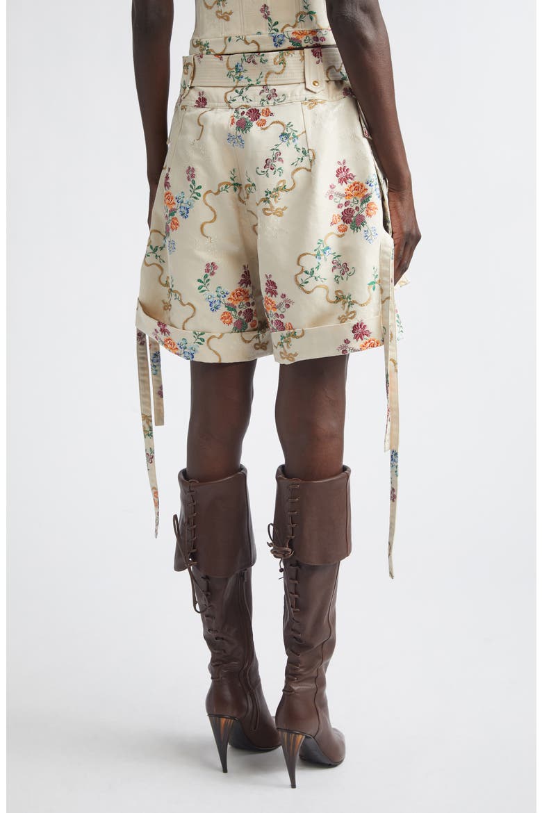 Oversize Floral Jacquard Cargo Shorts, Alternate, color, IVORY MULTICOLOUR