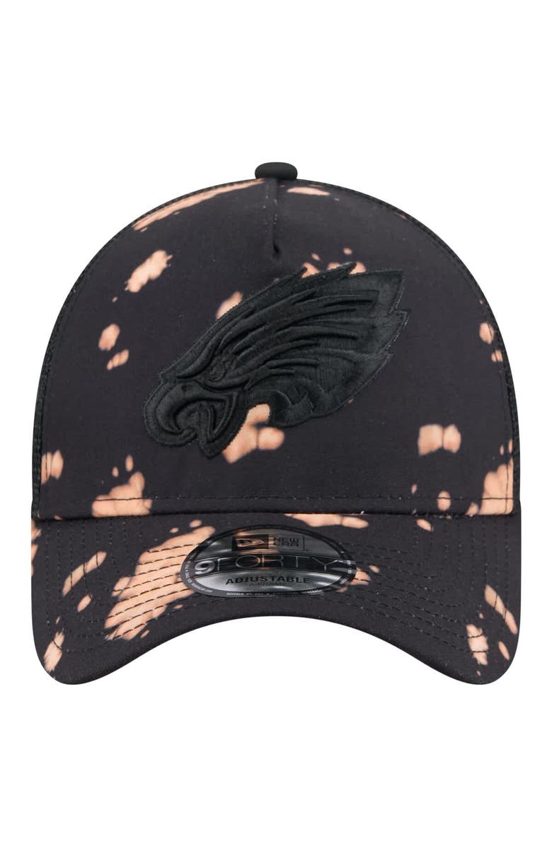 New Era Men's New Era Black Philadelphia Eagles Bleached 9FORTY A-Frame Adjustable Hat, Alternate, color, 