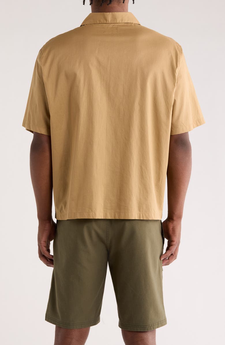 PacSun Ritz Pointelle Cotton Poplin Camp Shirt, Alternate, color, Brown
