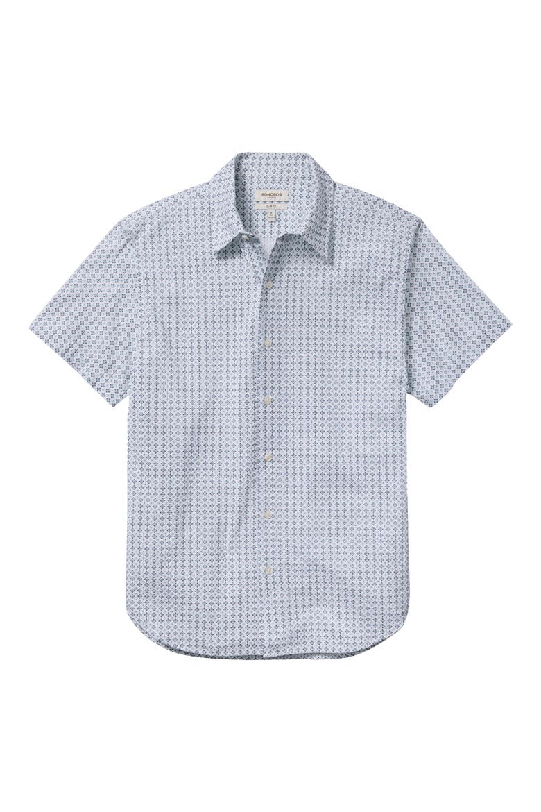 Riviera Slim Fit Print Seersucker Short Sleeve Shirt, Alternate, color, WHITE TILE SEERSUCKER